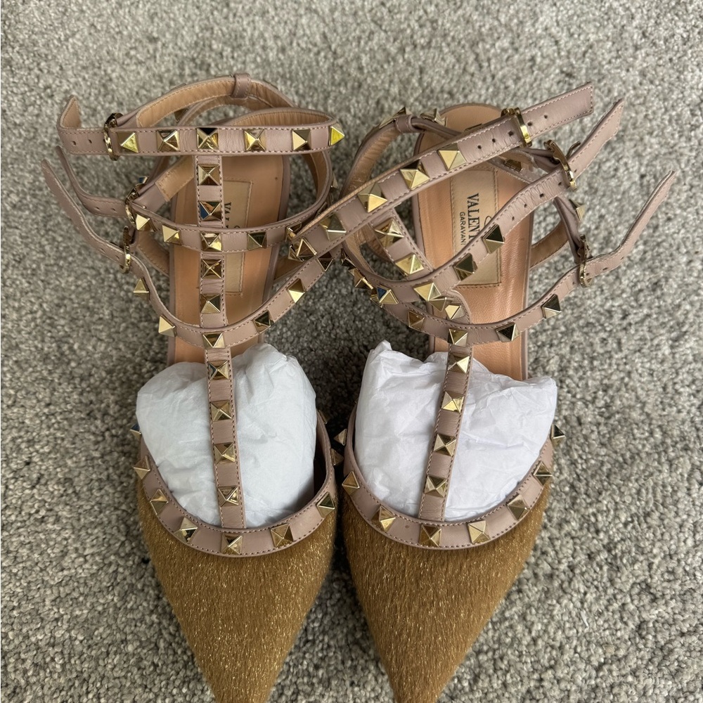 Valentino Women's Studded Tan and Brown Heels